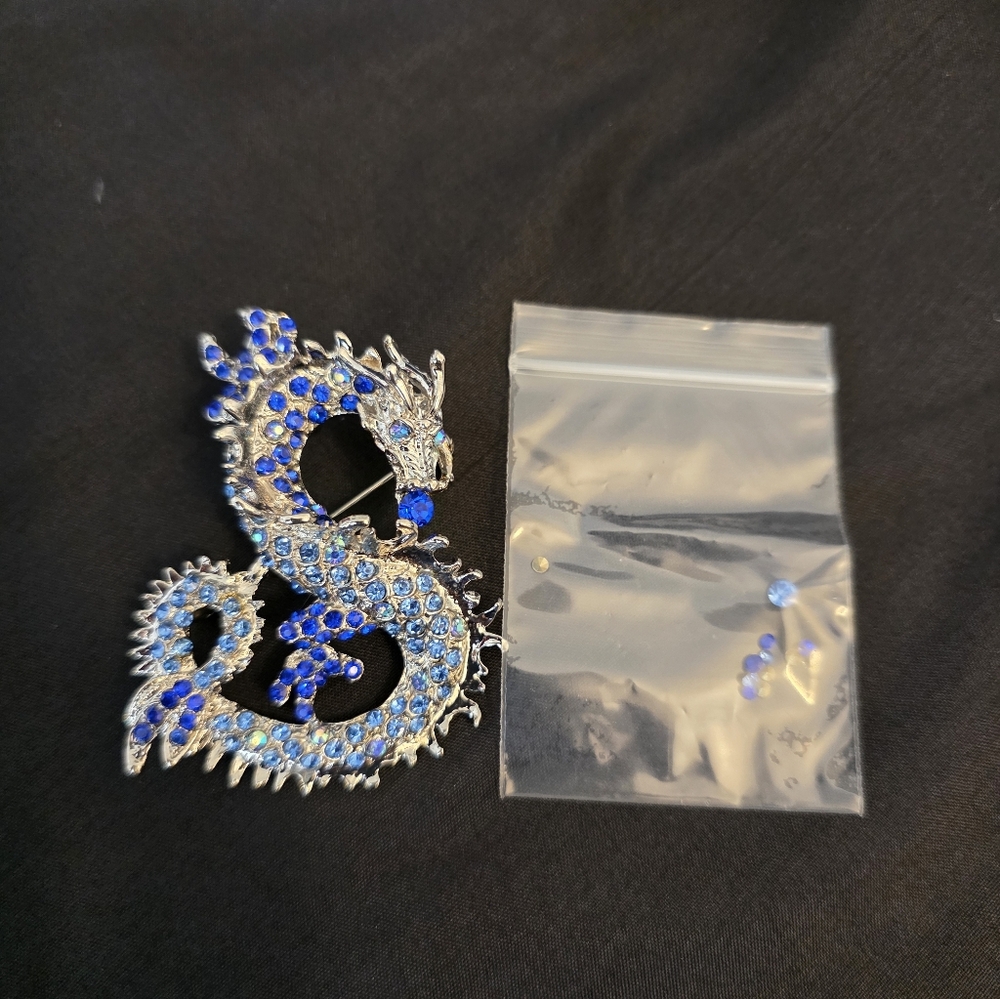 Sindary Austrian crystal Dragon brooch and pendant